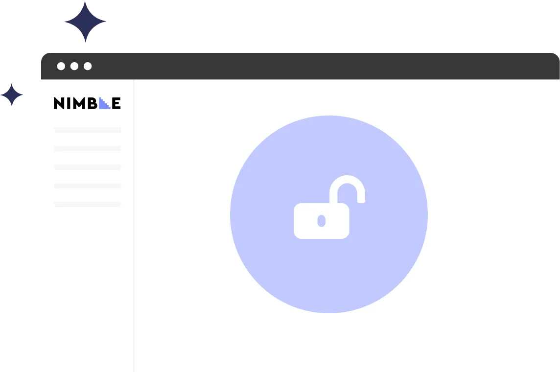 a white box with a purple circle that has a white lock icon in the center of it