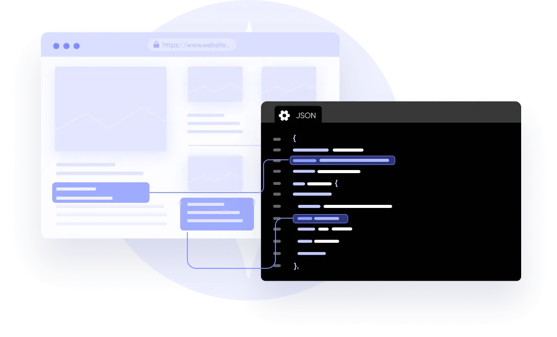 two boxes, one large white one behind a large black one that looks like browser windows