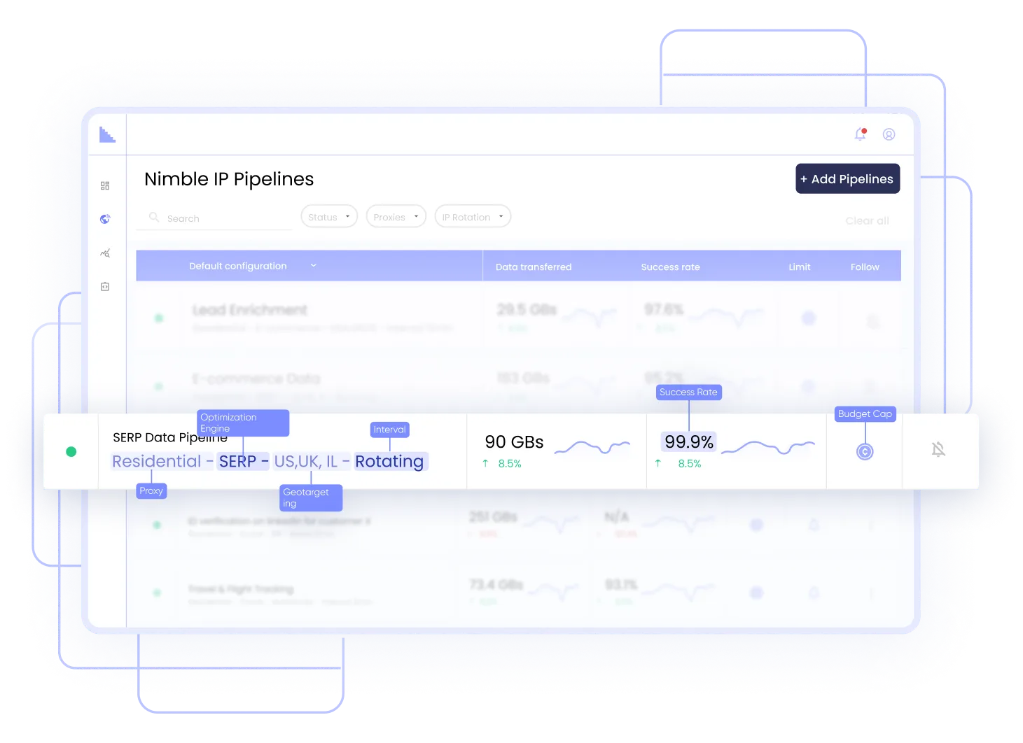 white box with purple top that symbolizes a browser window, light purple accents