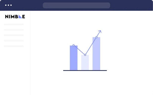 A blue and white graph with a blue arrow pointing up. The background is an open browser window. Blue background.