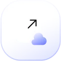 Icon of an arrow pointing diagonally upward to the right above a cloud.