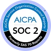 AICPA SOC 2 compliance seal with the text Industry SAS 70 Report.