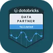 Databricks Data Partner badge with a blue line graph and the word Validated.