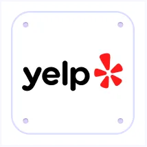 Yelp logo with black text and a red starburst graphic.