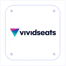 Vivid Seats logo featuring a blue and pink triangular graphic next to the company name in bold navy text.