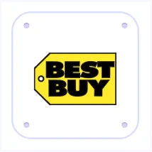 Yellow price tag with black text reading Best Buy logo.