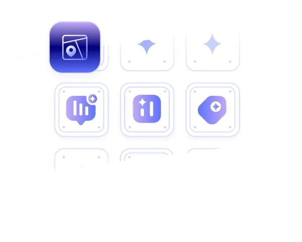 Illustration of a blue app icon with overlapping location pins on a white and black starry background with other faded app icons below.