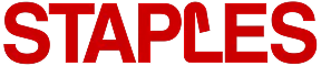 Red STAPLES logo with stylized letter A shaped like a bent staple.