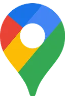 Google Maps location pin icon with blue, green, yellow, and red colors.