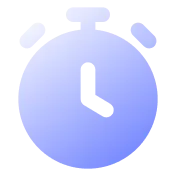 Blue gradient stopwatch icon showing time at 3 o'clock.
