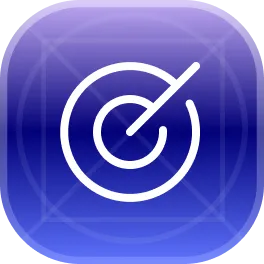 White radar or target icon on a blue rounded square background with gradient shading.