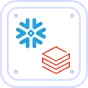 Blue Snowflake icon above two stacked orange layers inside a rounded square border.