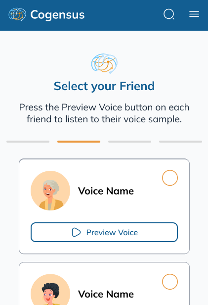 Cogensus Elder Interface - AI companion conversation and memory capture