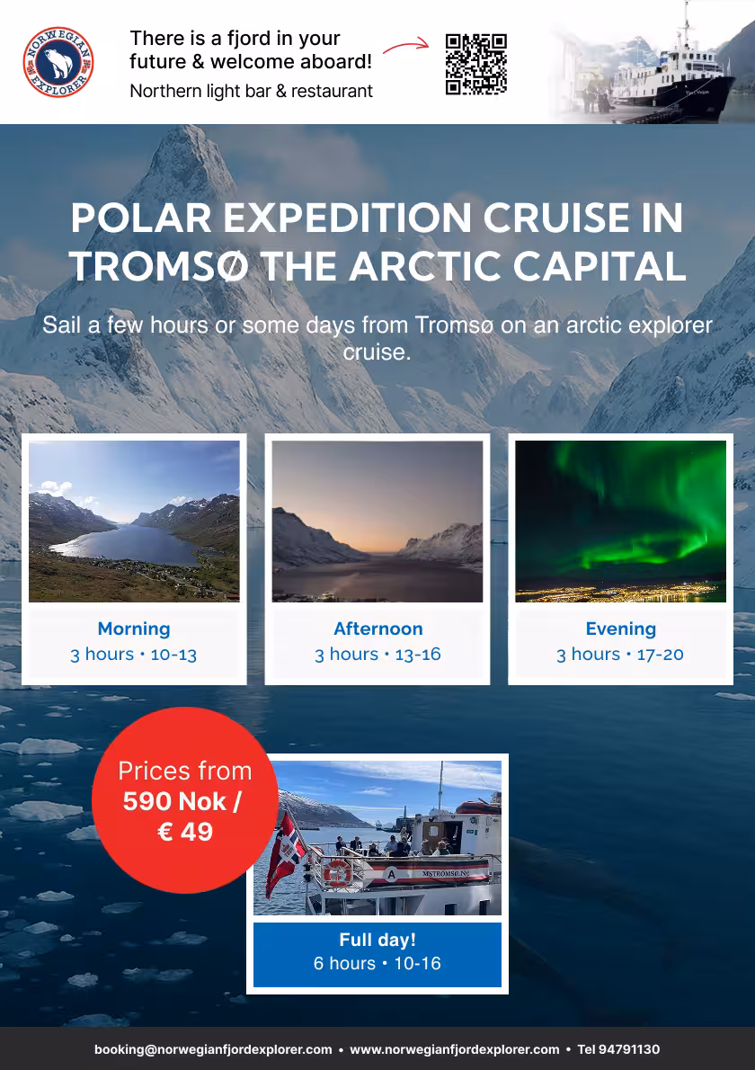 Mid day polar expedition Tromsø – Arctic cruiser fjord cruise in Norway