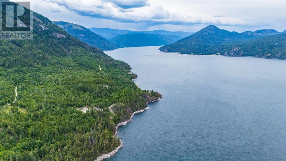 Subject property is on the left.  Lower Arrow Lake looking north up the lake.