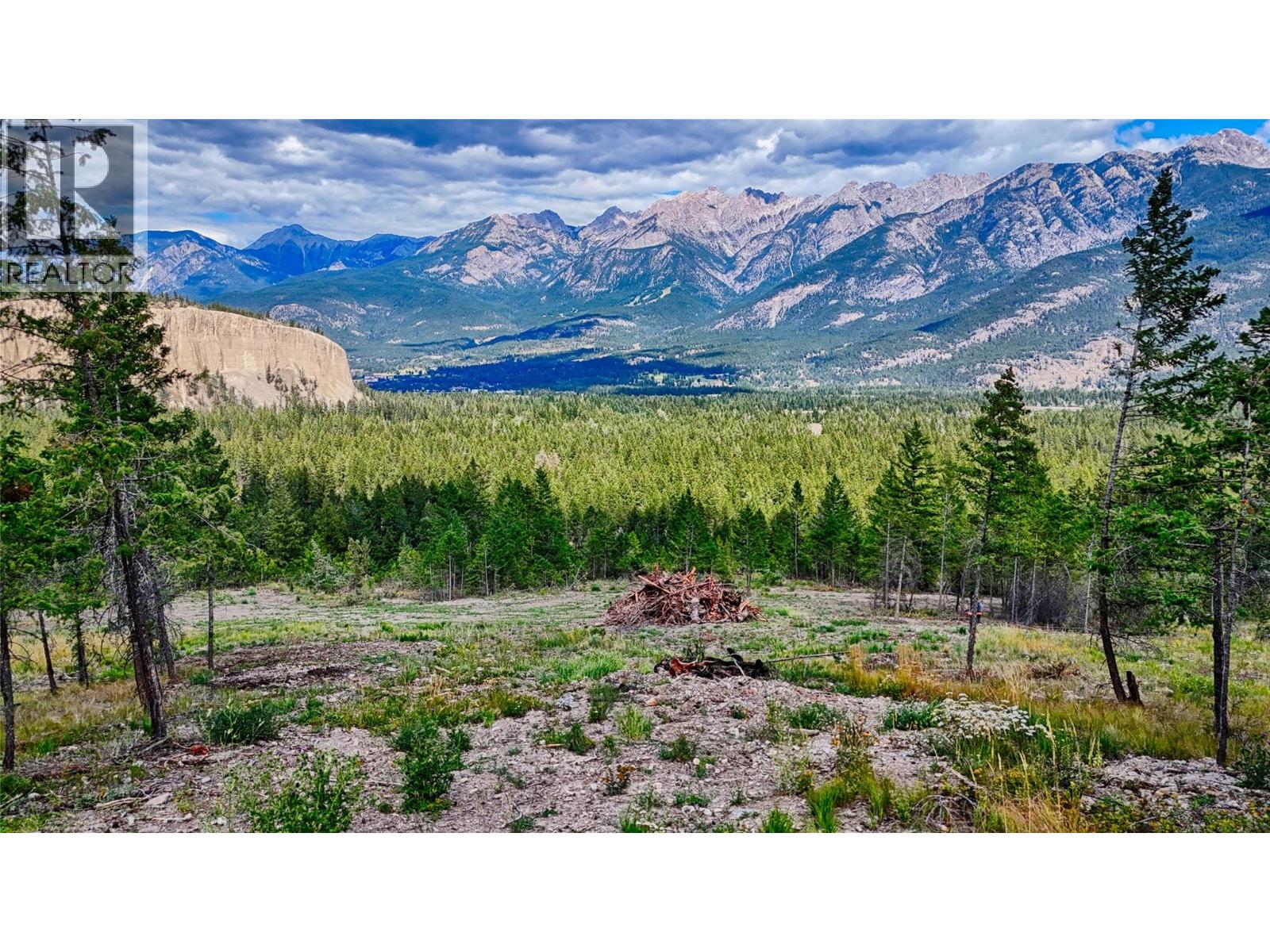Build site view of the Hoodoos, Fairmont Mountain Range and Fairmont Hot Springs