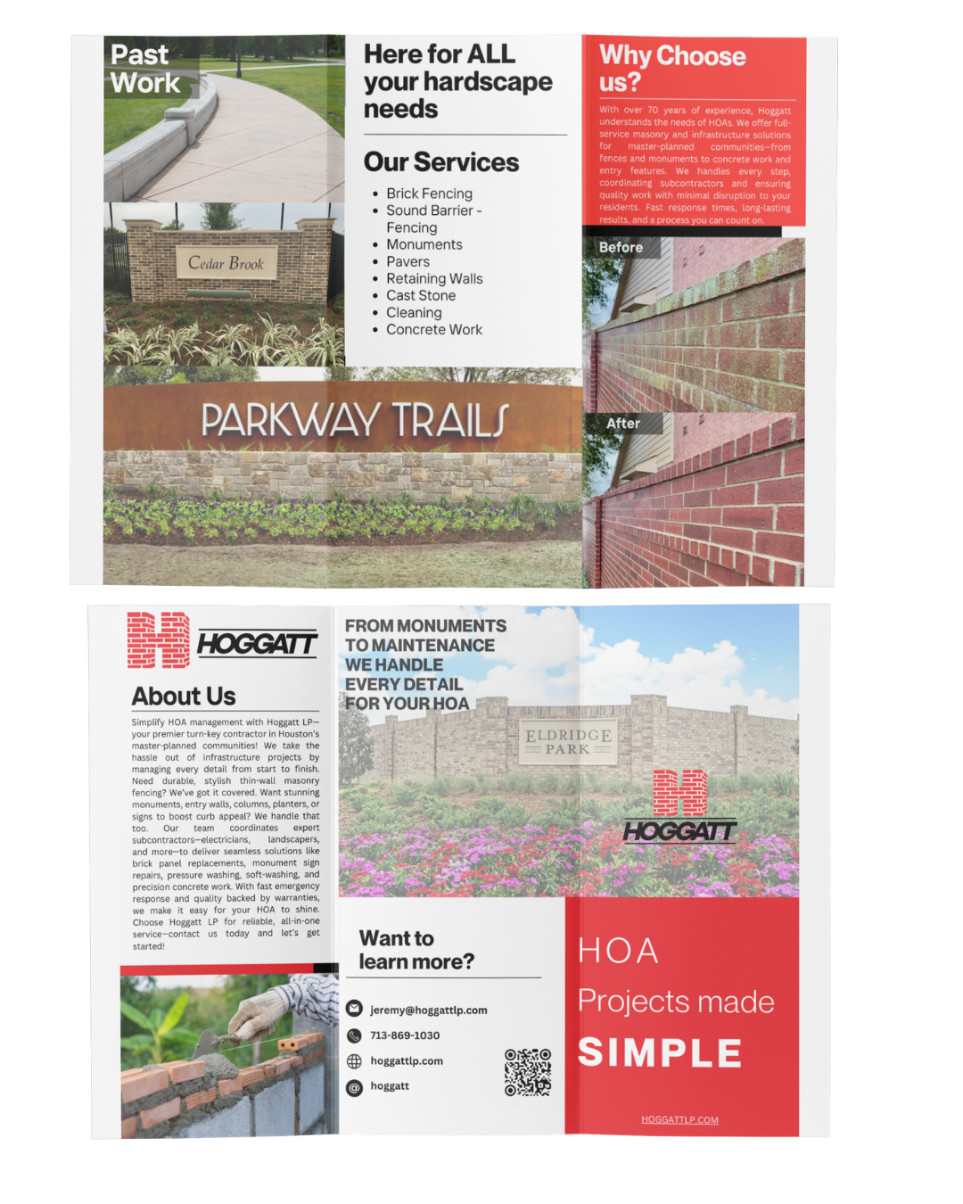 Hoggatt Masonry trifold brochure design by CBA Culture