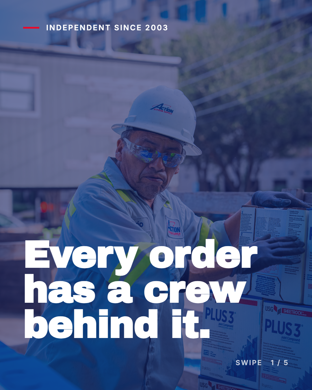 Action Gypsum Supply social media carousel design by CBA Culture