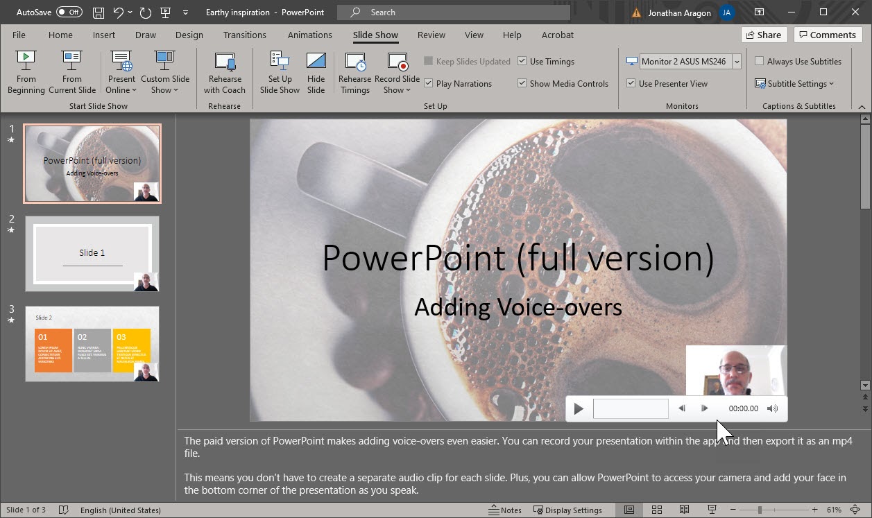 Editing a recorded PowerPoint presentation