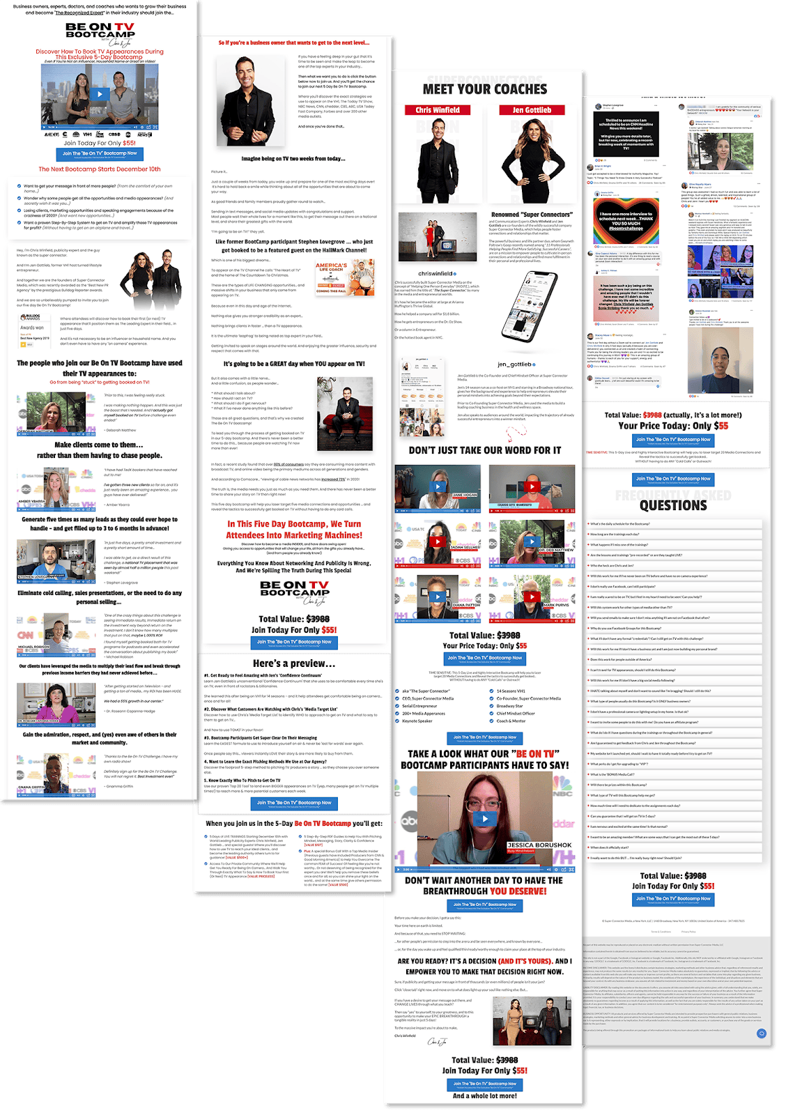 be on tv bootcamp landing page