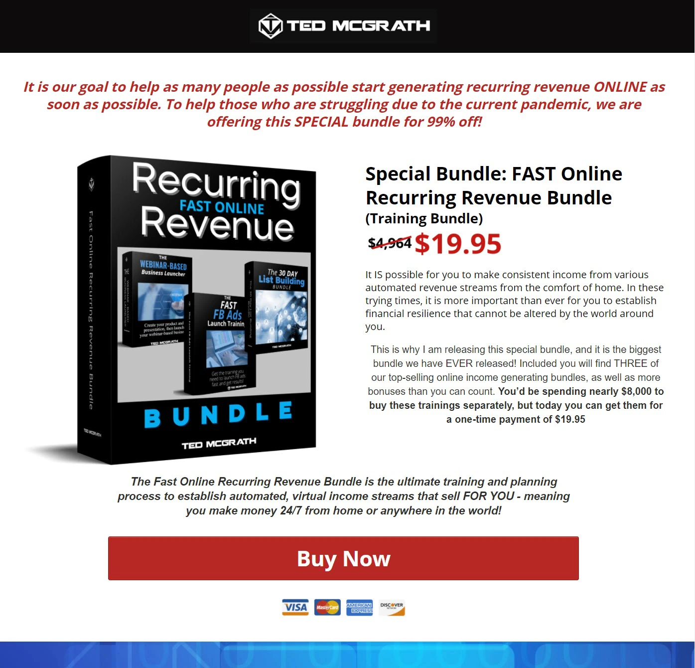recurring revenue fast online landing page