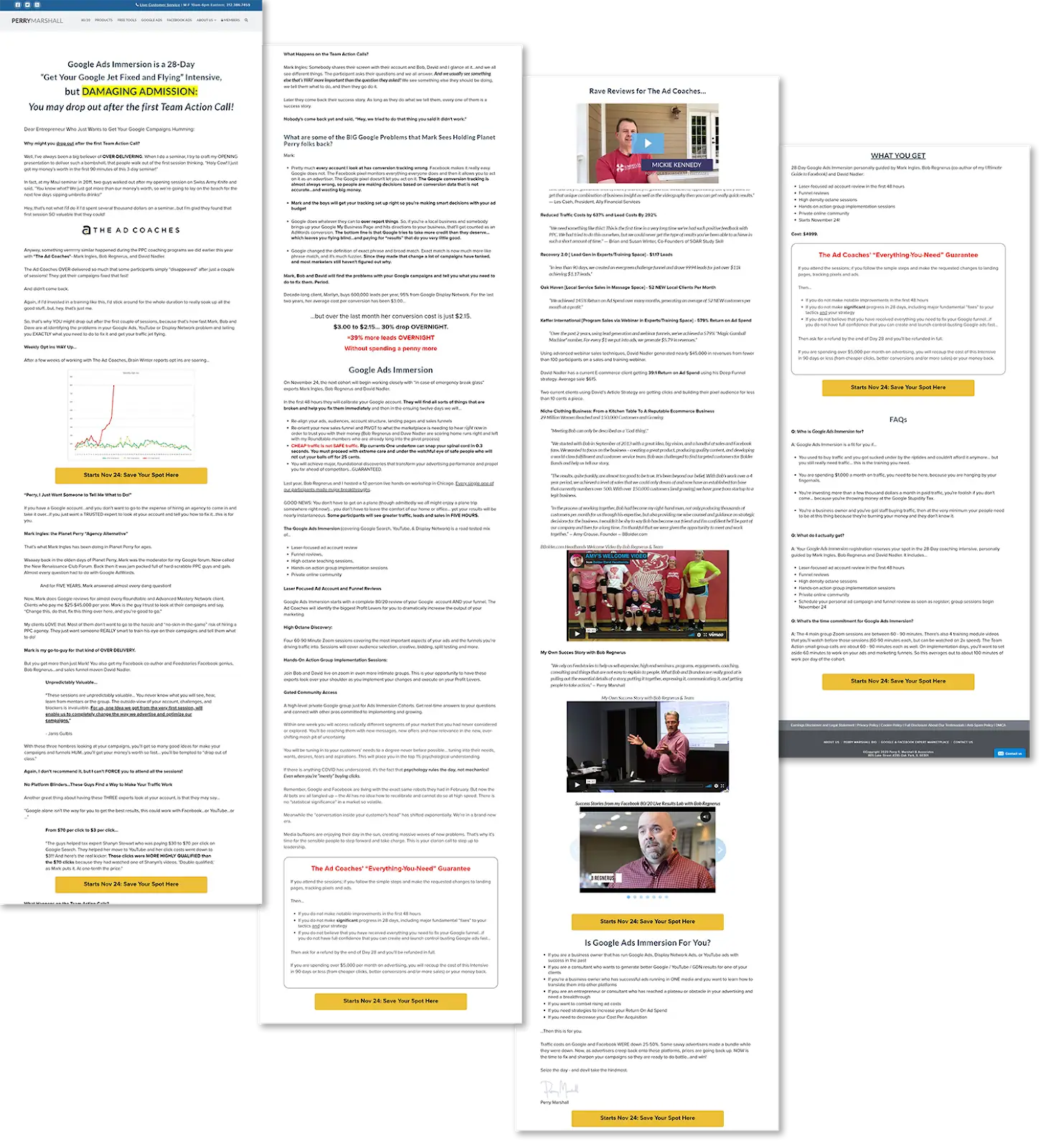 google ads immersion course landing pages