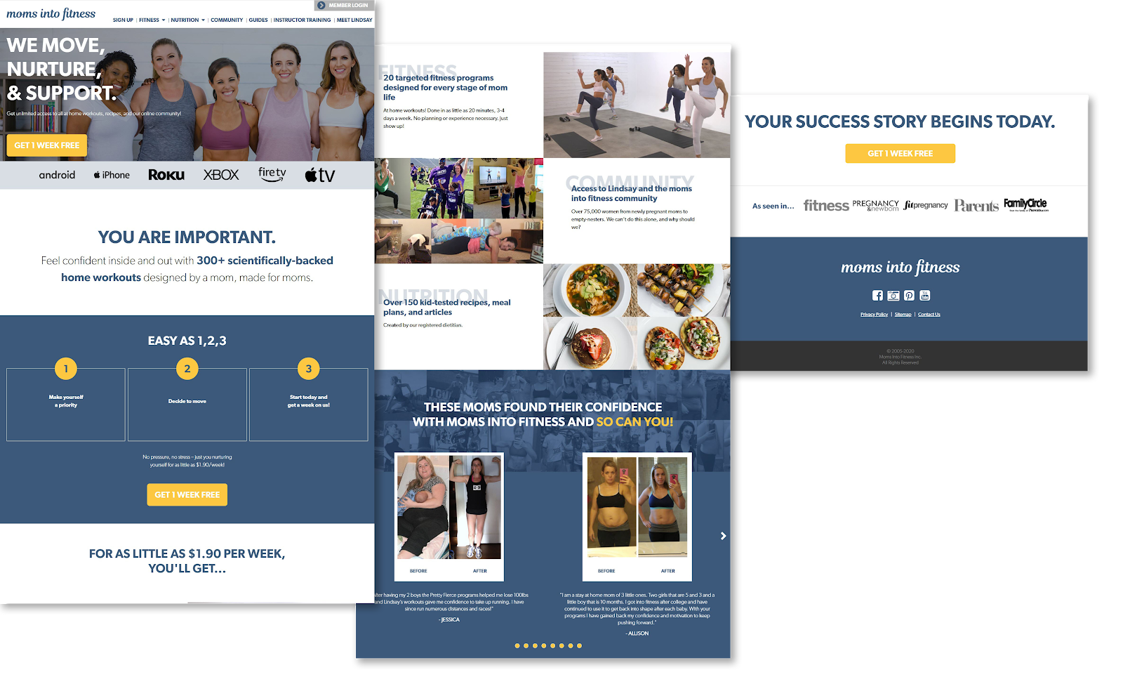 we move support fitness landing pages