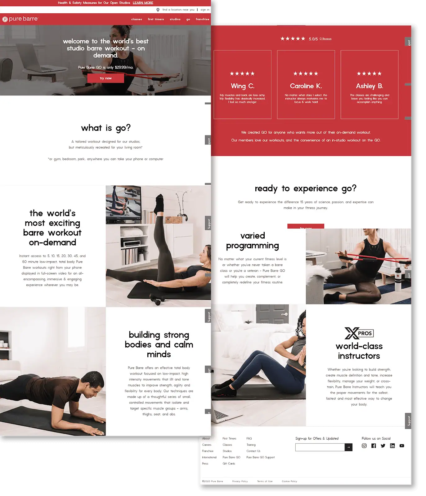pure barre go landing page