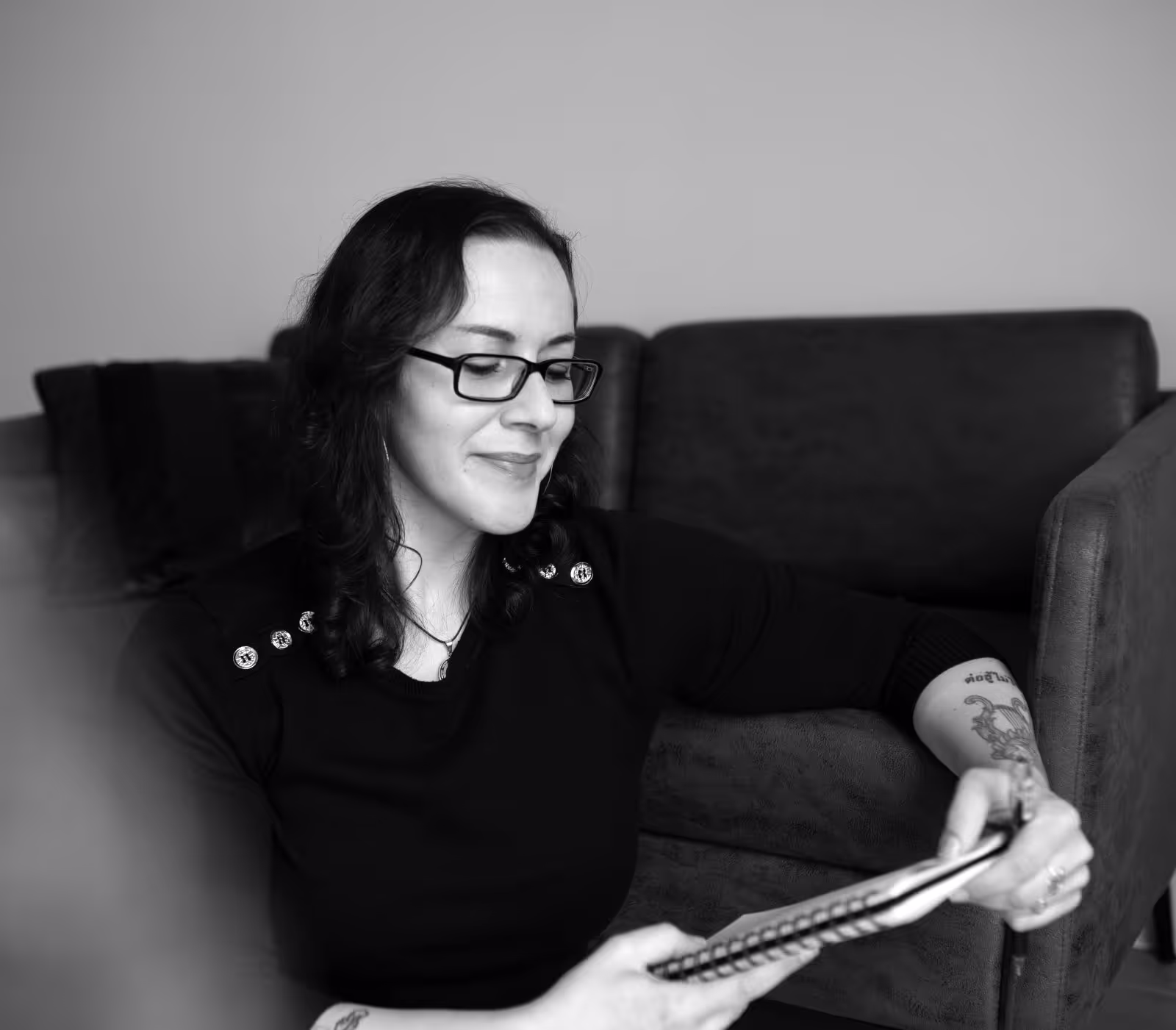 Anna Pace Creative couch facing right