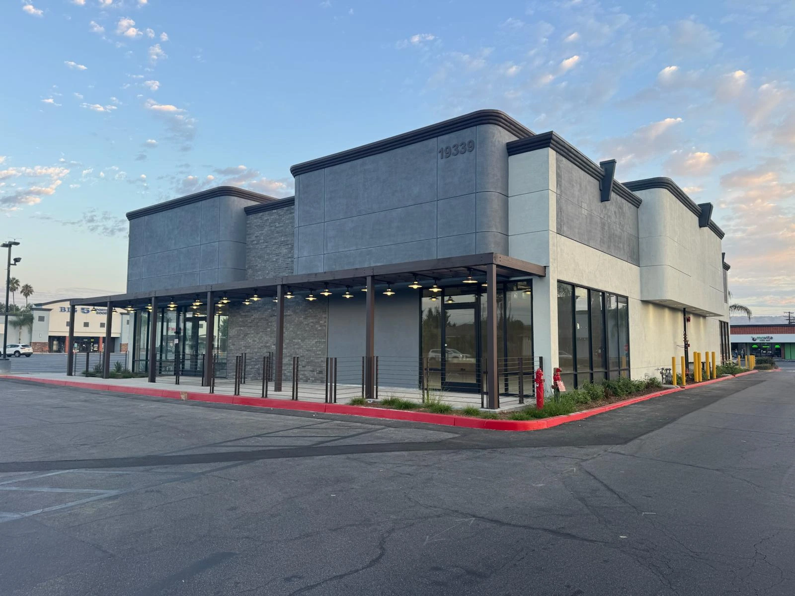 Modern commercial building after core and shell redevelopment in Reseda Los Angeles completed by Build Solutions, multi-tenant retail property