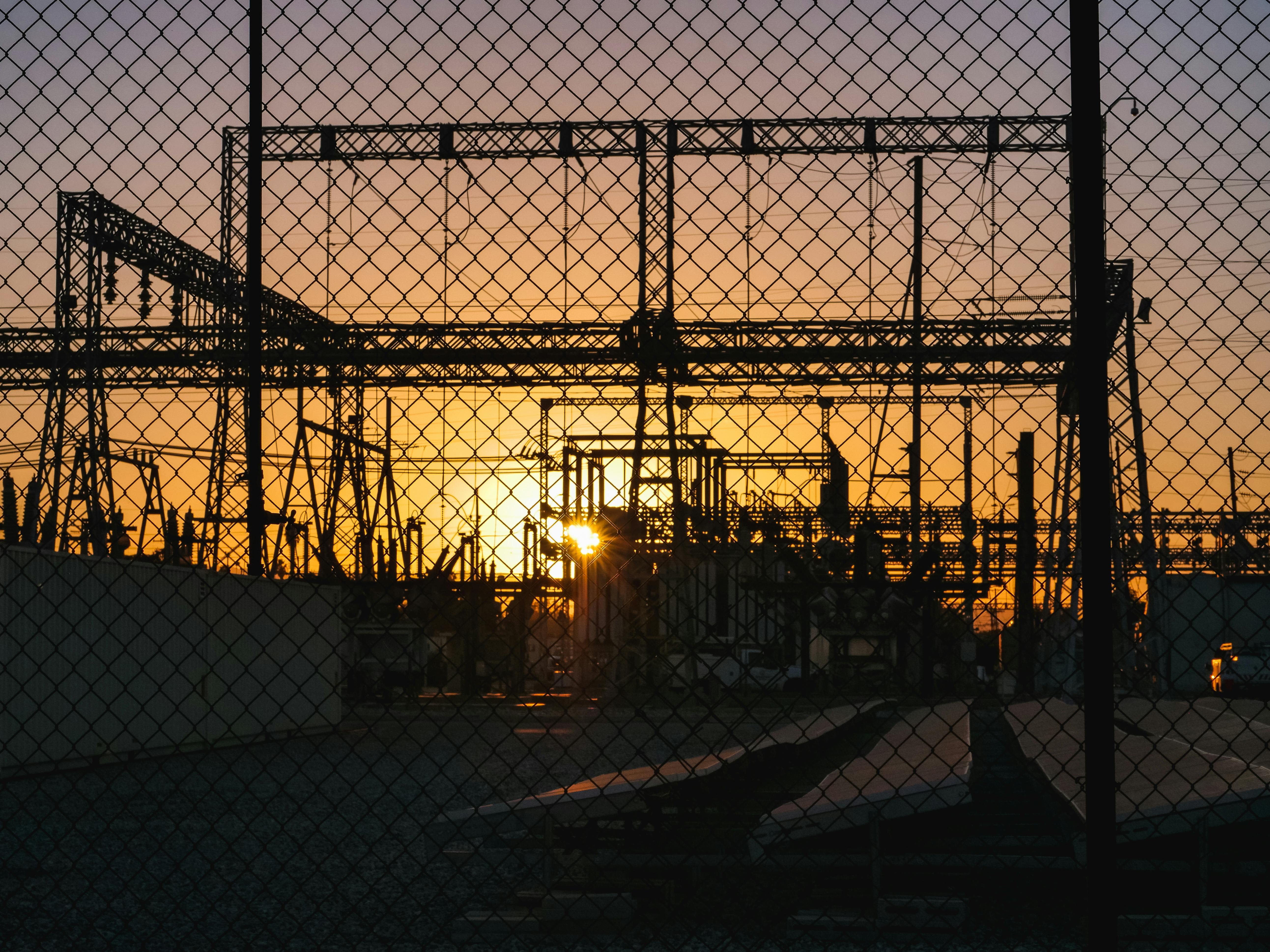 Power station at sunset