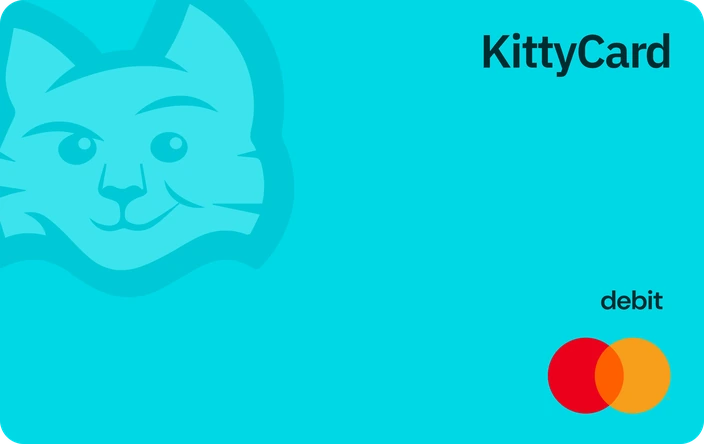 KittyCard debit card in aqua