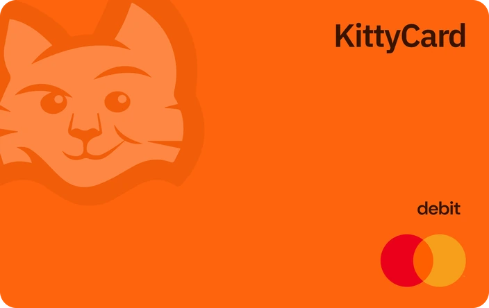 KittyCard debit card in orange