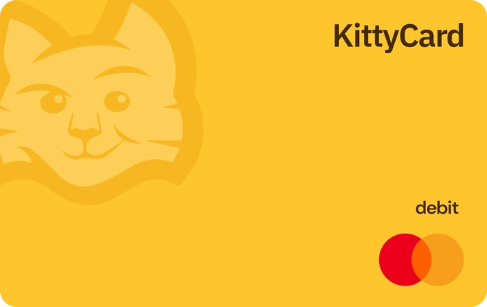 KittyCard debit card in yellow