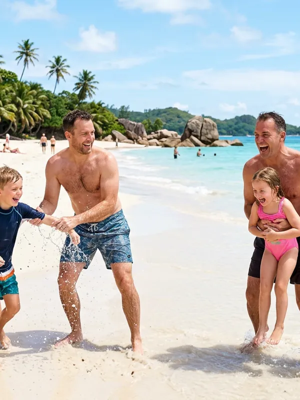 A family on the beach