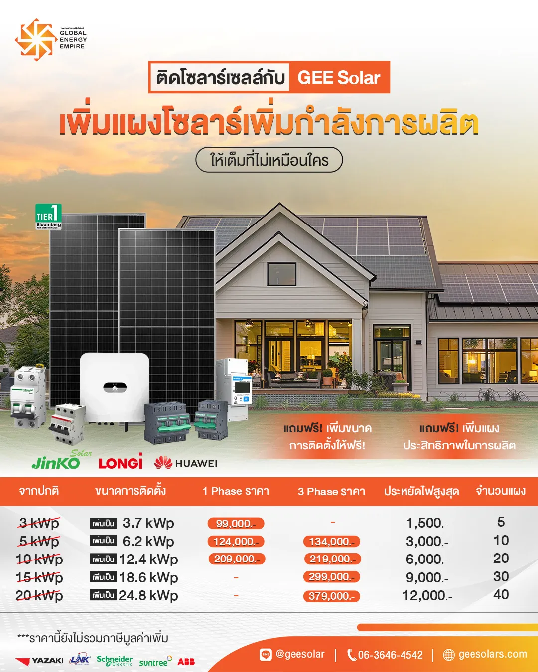 ติดตั้งโซล่าเซลล์บ้าน กับ GEE Solar