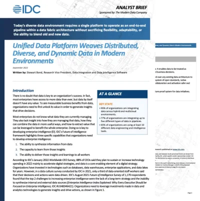 Unified Data Platform Weaves Distributed, Diverse, and Dynamic Data in Modern Environments