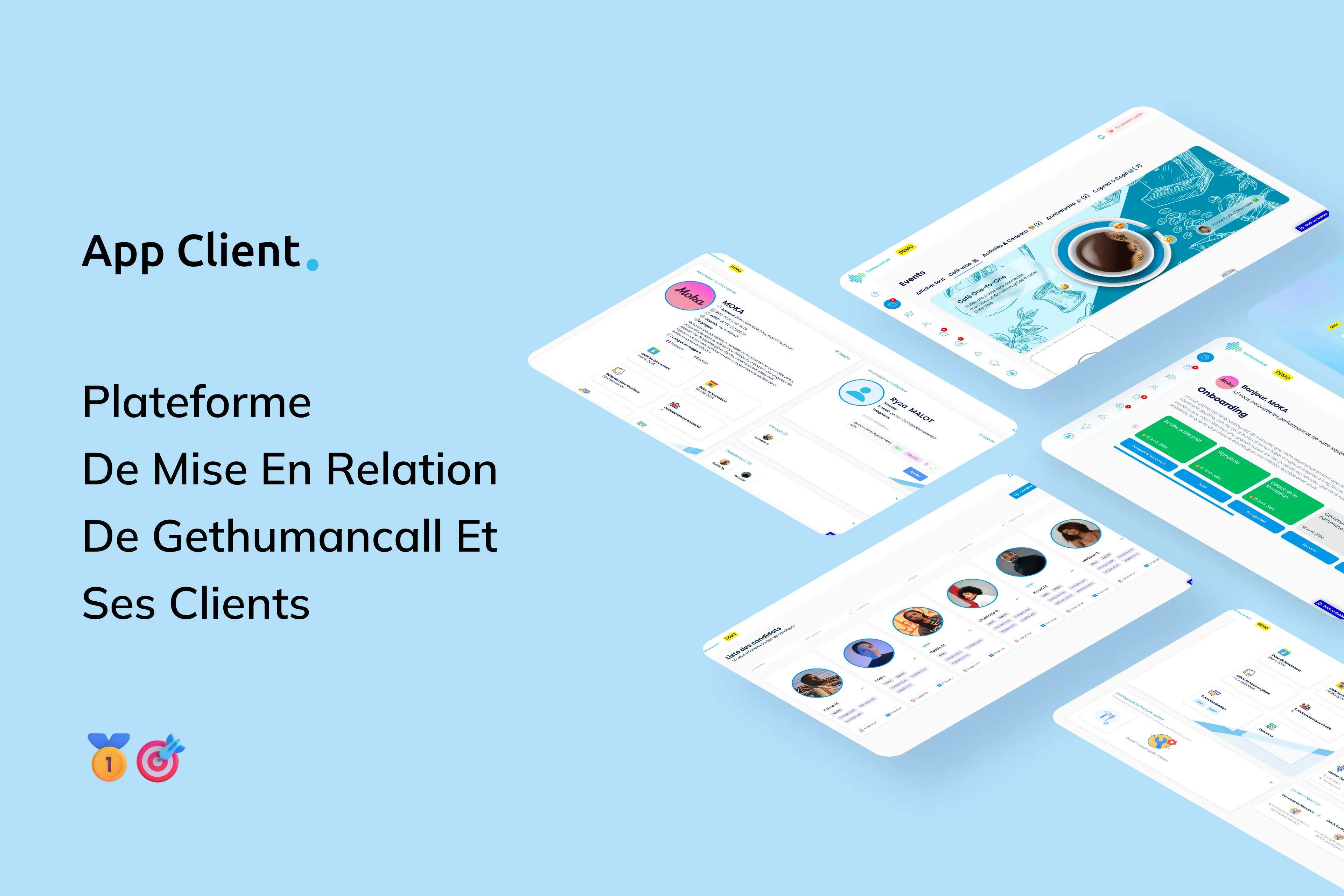 Conception et développement d’un CRM no-code fonctionnel et responsive, baptisé "App Client", pour Gethumancall. Réalisée avec Bubble.io, cette solution facilite la mise en relation entre les clients, les candidats pour le recrutement, et l’entreprise elle-même. Chaque page a été spécifiquement soignée grâce à une conception UX/UI détaillée sur Figma afin d’assurer une expérience utilisateur fluide et professionnelle.