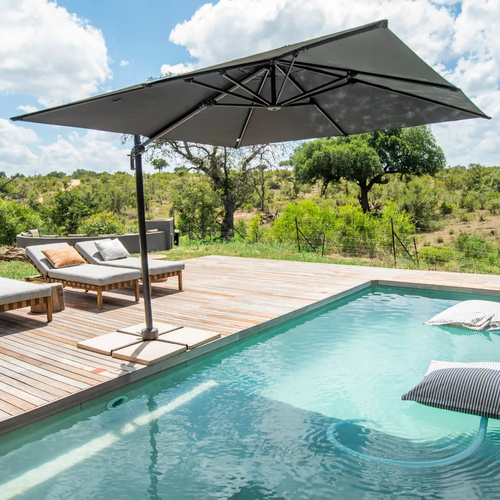 Open bush views from lodge deck in Mjejane