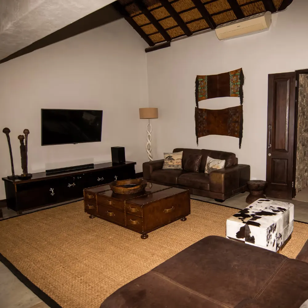 Inside area of a lodge in the Mjejane Game Reserve