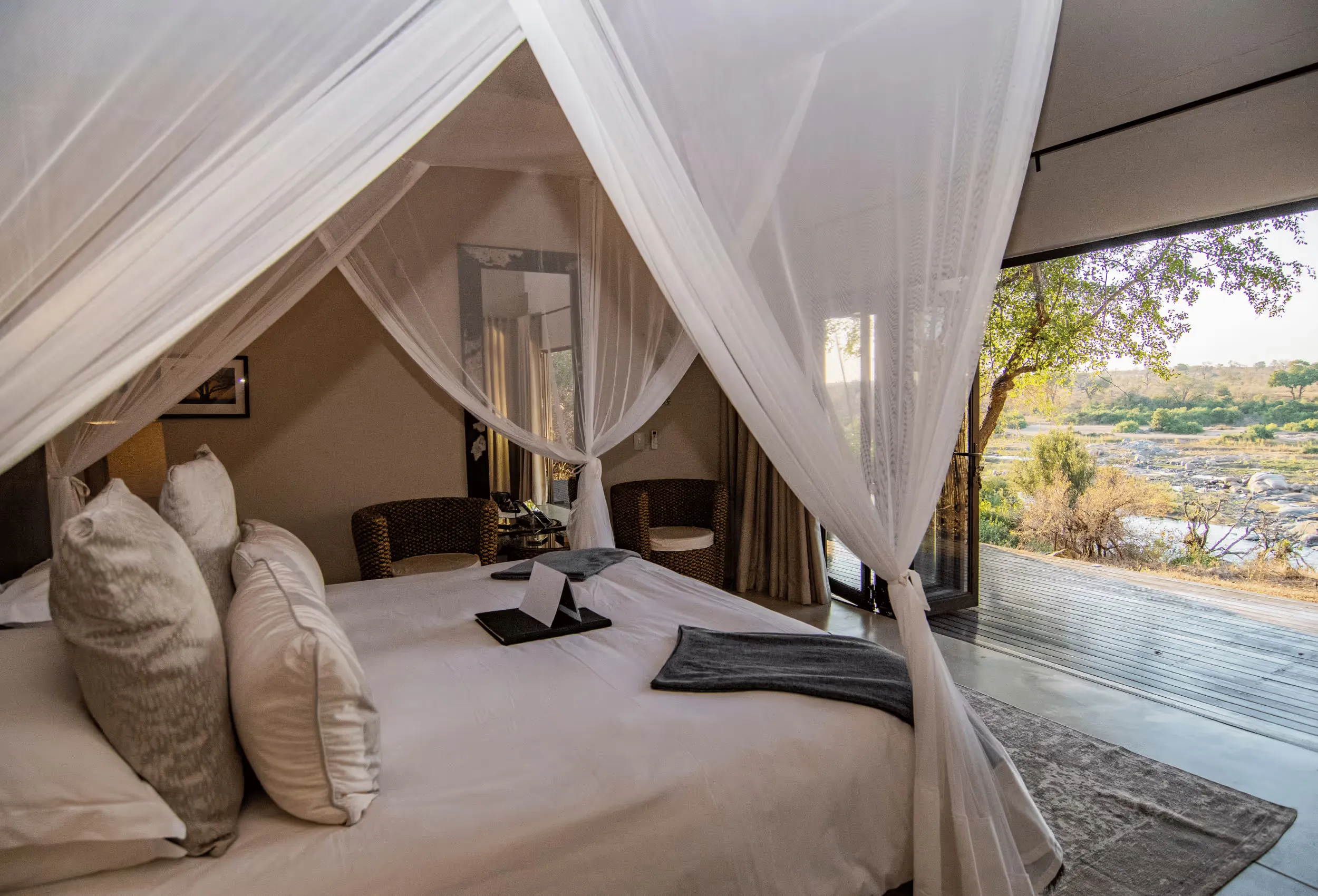 Bedroom of Self Catering Lodge in the Mjejane Game Reserve