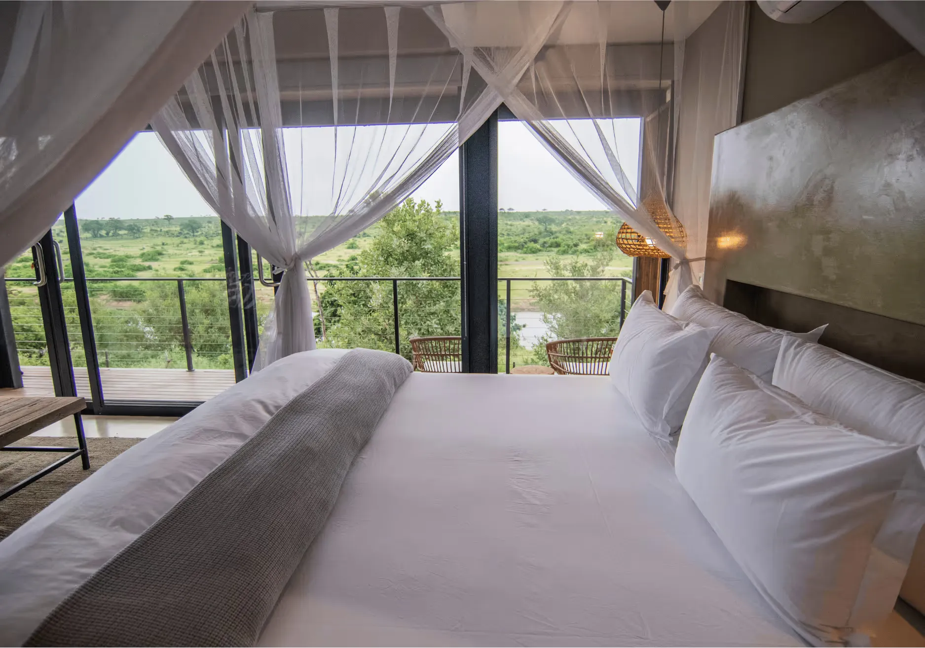 Bedroom of Self Catering Lodge in the Mjejane Game Reserve