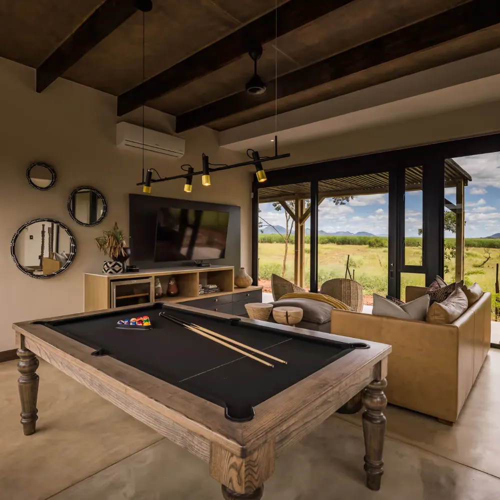 Inside area of a lodge in the Mjejane Game Reserve