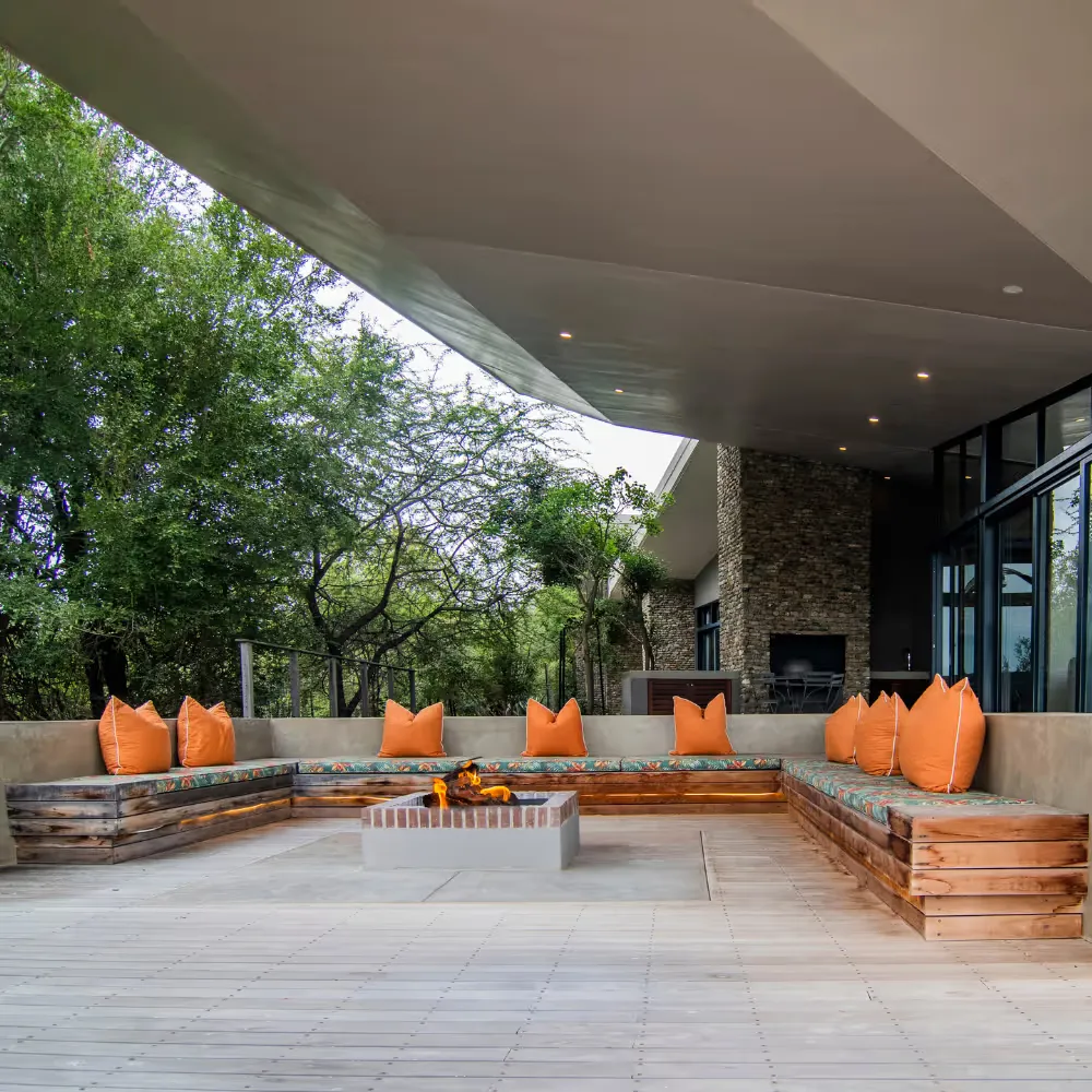 Outside area of a lodge in the Mjejane Game Reserve