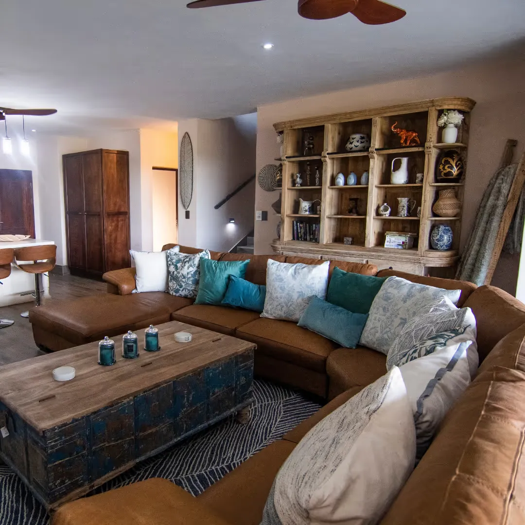 Inside area of a lodge in the Mjejane Game Reserve