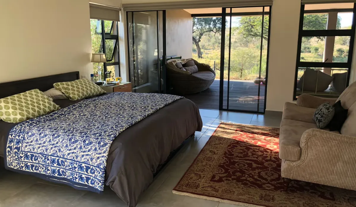 Bedroom of Self Catering Lodge in the Mjejane Game Reserve
