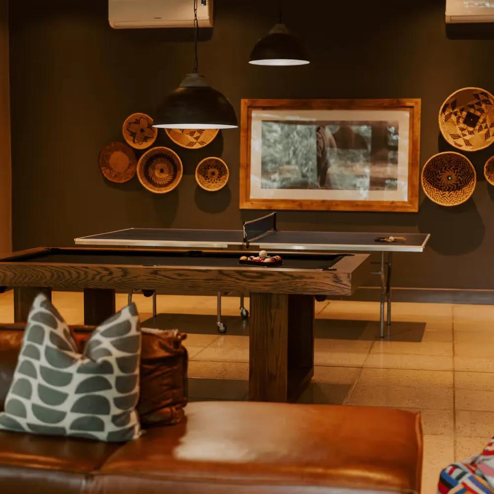 Inside area of a lodge in the Mjejane Game Reserve