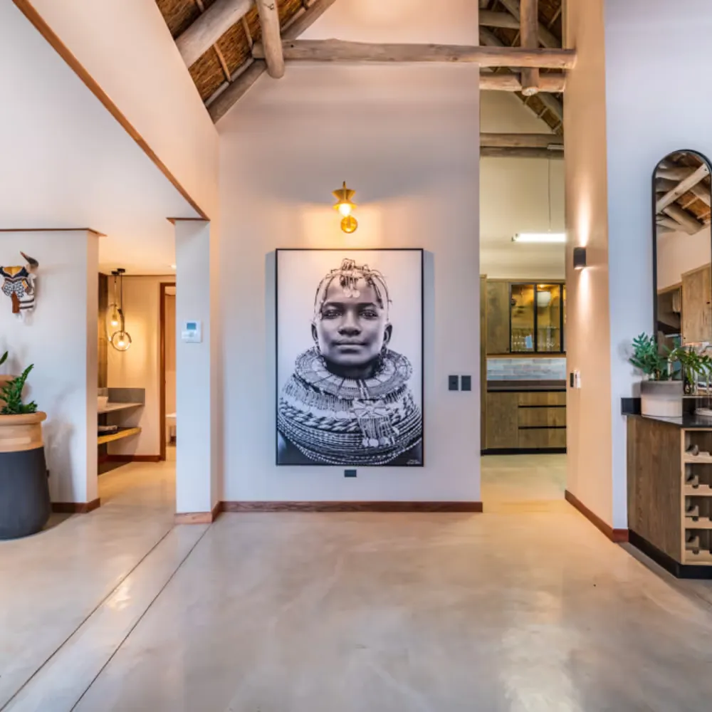 Inside area of a lodge in the Mjejane Game Reserve