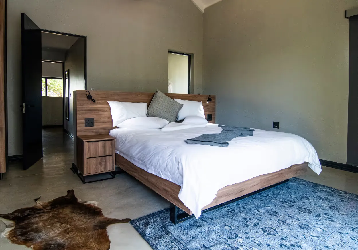 Bedroom of Self Catering Lodge in the Mjejane Game Reserve