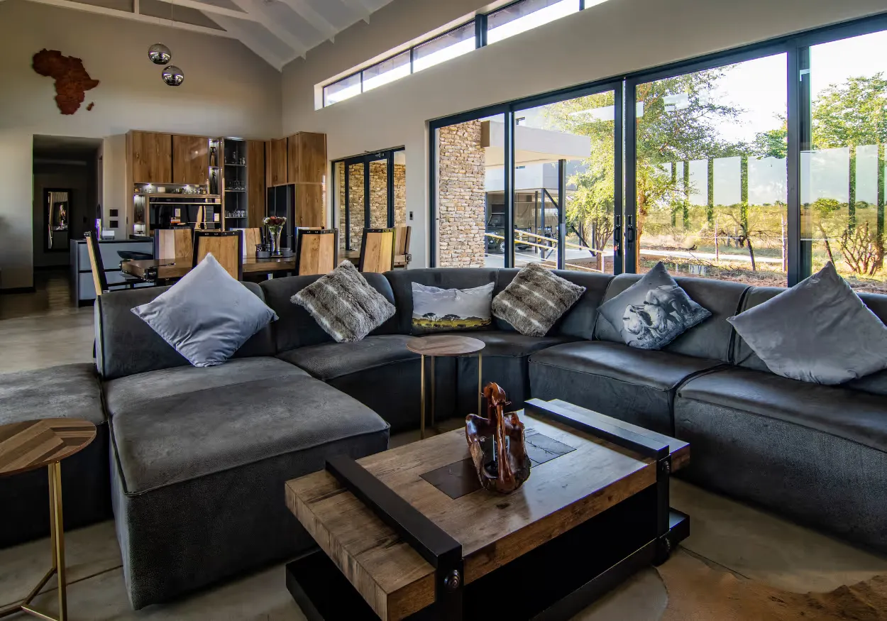 Interior photos of lodges in the Mjejane Game Reserve